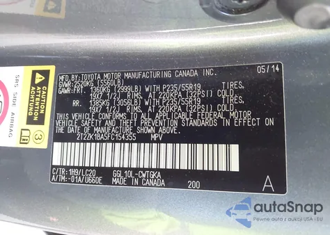 2015 Lexus Rx 350 z USA, uszkodzony, nr VIN 2T2ZK1BA5FC154355